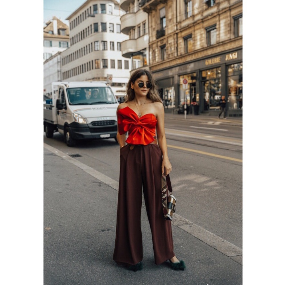 🆕 River Island Red Oversized Bow Crop Top - Picture 7 of 12